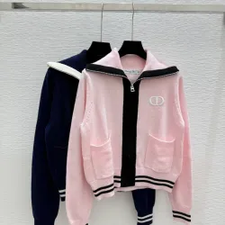  Dior Women's  Cardigans  Zip - Up Style with Contrast Trims, Brand Emblem and Functional Pockets #B54814
