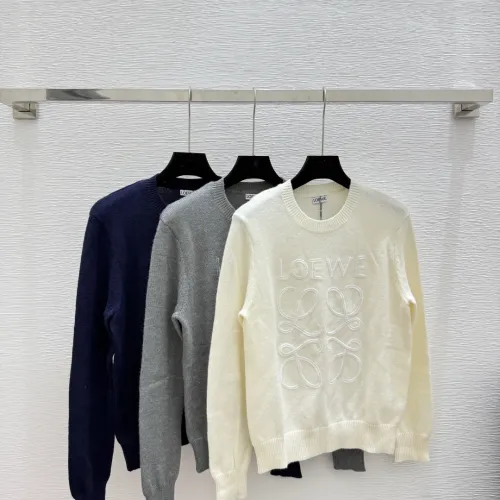  Loewe Women's Wool Sweaters Classic Crew   necks with Exquisite Embroidery and Timeless Colors #B54800