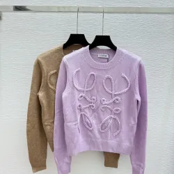 2025 Autumn  Winter Special Offer Loewe Women's Anagram Embroidered Wool Sweater in Two Tonal Colors  #B54788