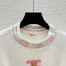2025 Chanel White Knit Sweater with Colorful Tweed Stripe and CC Logo #B54506