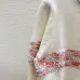 2025 Chanel White Knit Sweater with Colorful Tweed Stripe and CC Logo #B54506