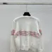 2025 Chanel White Knit Sweater with Colorful Tweed Stripe and CC Logo #B54507