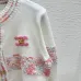 2025 Chanel White Knit Sweater with Colorful Tweed Stripe and CC Logo #B54507