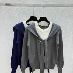 2025  Christian Dior Women's Striking Striped Knit Crewneck Sweater with an Embroidered Star and Brand Logo #B54794