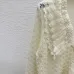 2025 Cream Knit Mesh Cardigan with V-Neck and Ruffle Detailing #B54508