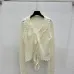 2025 Cream Knit Mesh Cardigan with V-Neck and Ruffle Detailing #B54508