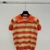 2025 Miu Miu Striped Short-Sleeve Polo Sweater with Button Placket and Logo #B54505