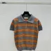 2025 Miu Miu Striped Short-Sleeve Polo Sweater with Button Placket and Logo #B54505