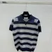 2025 Miu Miu Striped Short-Sleeve Polo Sweater with Button Placket and Logo #B54505