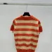 2025 Miu Miu Striped Short-Sleeve Polo Sweater with Button Placket and Logo #B54505
