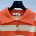 2025 Miu Miu Striped Short-Sleeve Polo Sweater with Button Placket and Logo #B54505