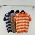 2025 Miu Miu Striped Short-Sleeve Polo Sweater with Button Placket and Logo #B54505