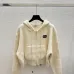 2025 Valentino Designer Women's Wool Hooded Sweaters Chic Zip   up Styles in Timeless Grey and Cream Colors #B54802