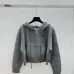 2025 Valentino Designer Women's Wool Hooded Sweaters Chic Zip   up Styles in Timeless Grey and Cream Colors #B54802