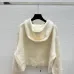 2025 Valentino Designer Women's Wool Hooded Sweaters Chic Zip   up Styles in Timeless Grey and Cream Colors #B54802