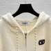 2025 Valentino Designer Women's Wool Hooded Sweaters Chic Zip   up Styles in Timeless Grey and Cream Colors #B54802