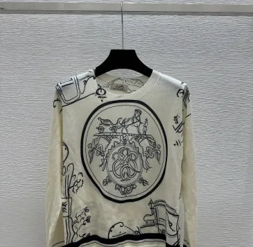 2026 Hermes  Spring/Summer New Printed Merino Wool Crew Neck Knit Long Sleeve #B61205