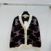 Celine Luxury Brand Women's Wool Cardigan V  neck Style with Colorful Logo Patterns and Gold  toned Buttons #B54801