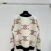 Celine Luxury Brand Women's Wool Cardigan V  neck Style with Colorful Logo Patterns and Gold  toned Buttons #B54801