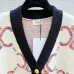 Celine Luxury Brand Women's Wool Cardigan V  neck Style with Colorful Logo Patterns and Gold  toned Buttons #B54801