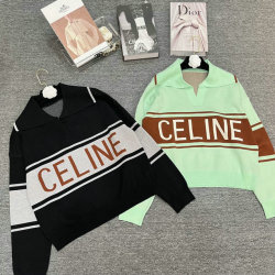 Celine Sweaters Black/Green #999930525