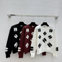Chanel Women's Crewneck Sweaters  3D CC Logo Embroidery in Multi-Color Options for Luxury Fashion Enthusiasts #B57738