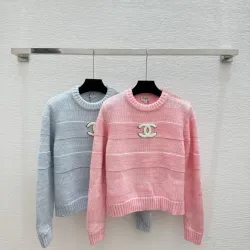 Chanel Women's V   Neck Cardigans  Ribbed Knit with Iconic CC Logo and Button Detail for Luxury Lovers #B56275