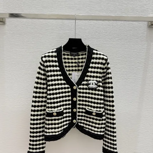 Chanel Women's V   Neck Cardigans  Ribbed Knit with Iconic CC Logo and Button Detail for Luxury Lovers #B56277