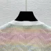 Chanel Women's V-Neck Wool-Blend Cardigan with Ombre Zigzag Pattern and CC Brooch #B54786