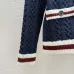 Dark Blue Miu Miu Women's V-Neck Cardigan  Embroidered "M" Logo  Textured Knit Design for Feminine Luxury  #B57741