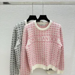 Dior Christian Dior Oblique Logo Knit Crewneck Sweater with Ribbed Trim #B54521