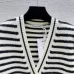 Dior Women's Authentic Luxury Striped V-Neck Cardigan Knitwear Featuring Gold Accent Buttons and Elegant Monogram Logo Detail #B56279