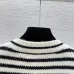 Dior Women's Authentic Luxury Striped V-Neck Cardigan Knitwear Featuring Gold Accent Buttons and Elegant Monogram Logo Detail #B56279