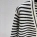 Dior Women's Authentic Luxury Striped V-Neck Cardigan Knitwear Featuring Gold Accent Buttons and Elegant Monogram Logo Detail #B56279