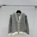 Dior Women's Authentic Luxury Striped V-Neck Cardigan Knitwear Featuring Gold Accent Buttons and Elegant Monogram Logo Detail #B56279