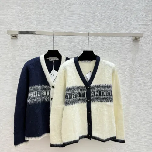 Dior Women's Luxury Fluffy Knit Logo Sweater  Featuring Contrast Christian Dior Signature Intarsia and Cozy Crew Neckline. #B56284