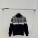 Dior Women's Luxury Houndstooth Knit Zip-Up Jacket Sweater Featuring Elegant Mock Turtleneck and Sophisticated Wool Blend Texture #B56285