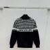 Dior Women's Luxury Houndstooth Knit Zip-Up Jacket Sweater Featuring Elegant Mock Turtleneck and Sophisticated Wool Blend Texture #B56285