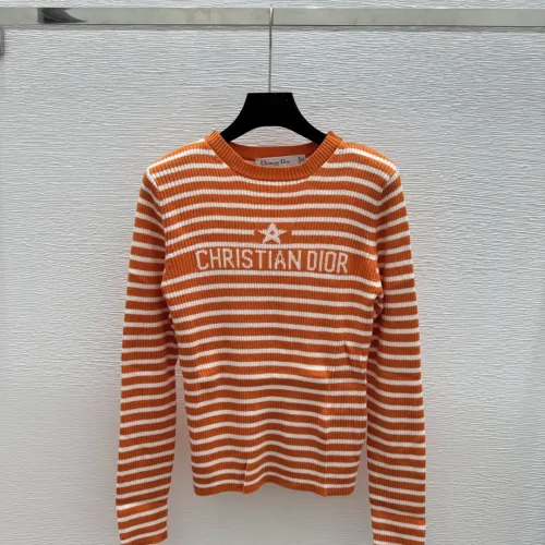 Dior Women's Striped Crewneck Knit Sweater with Star and Logo #B54785