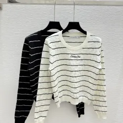 Dior Women's Striped Knit Sweater with Embossed Pattern and Logo #B54525