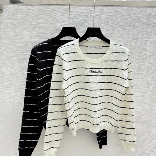 Dior Women's Striped Knit Sweater with Embossed Pattern and Logo #B54525