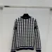 Dior Women's V-Neck Cardigan  Houndstooth Pattern with Christian Dior Logo Detail for Luxury Fashion Lovers #B57737