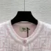 Fendi Women's Luxurious Fuzzy Knit Cardigan Featuring Pink and White FF Monogram and Contrast Trims #B56310