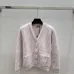 Fendi Women's Luxurious Fuzzy Knit Cardigan Featuring Pink and White FF Monogram and Contrast Trims #B56311