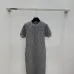 Fendi Women's Luxurious Short Sleeve Knit Dress  Featuring Iconic All-Over FF Monogram Jacquard and Elegant Midi Length #B56305