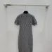 Fendi Women's Luxurious Short Sleeve Knit Dress  Featuring Iconic All-Over FF Monogram Jacquard and Elegant Midi Length #B56305