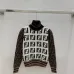 Fendi Women's Luxury High-Neck Sweater, Featuring Iconic All-Over FF Monogram Pattern and Cozy Fuzzy Knit Texture. #B56300