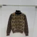 Fendi Women's Luxury High-Neck Sweater, Featuring Iconic All-Over FF Monogram Pattern and Cozy Fuzzy Knit Texture. #B56300