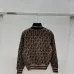 Fendi Women's Luxury High-Neck Sweater, Featuring Iconic All-Over FF Monogram Pattern and Cozy Fuzzy Knit Texture. #B56300