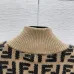 Fendi Women's Luxury High-Neck Sweater  Featuring Iconic All-Over FF Monogram Pattern and Cozy Fuzzy Knit Texture #B56301